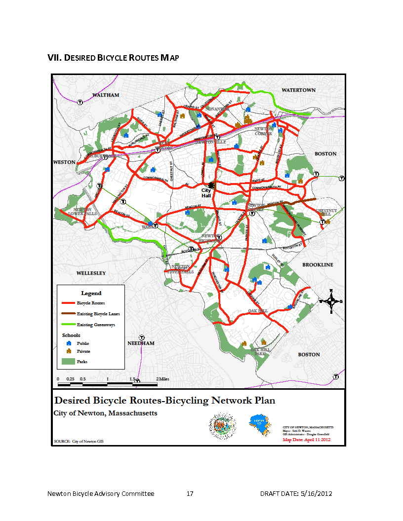 This page is the City of Newton’s map of the desired bicycle routes that are part of its Bicycling Network Plan.